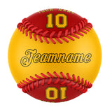Personalized Gold Red Half Leather Gold Authentic Baseballs