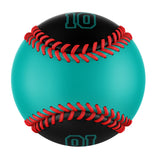 Personalized Aqua Black Green Half Leather Black Authentic Baseballs
