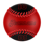 Personalized Red Black Half Leather Black Authentic Baseballs