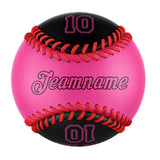 Personalized Pink Black Half Leather Black Authentic Baseballs