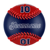 Personalized Navy Red Half Leather Navy Authentic Baseballs