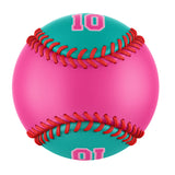 Personalized Pink Aqua Half Leather Pink Authentic Baseballs