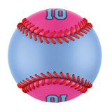 Personalized Blue Pink Half Leather Blue Authentic Baseballs