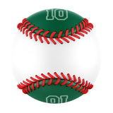 Personalized White Kelly Green Half Leather Kelly Green Authentic Baseballs