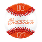Personalized White Orange Half Leather Orange Authentic Baseballs