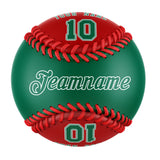 Personalized Kelly Green Red Half Leather Kelly Green Authentic Baseballs