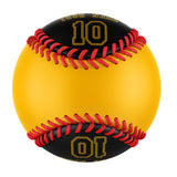 Personalized Gold Black Split Half Leather Black Authentic Baseballs