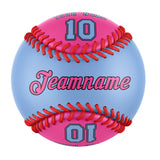 Personalized Blue Pink Half Leather Blue Authentic Baseballs