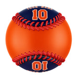 Personalized Orange Navy Split Half Leather Orange Authentic Baseballs
