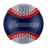 Personalized Navy Gray Half Leather Gray Authentic Baseballs