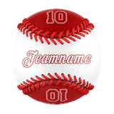 Personalized White Red Half Leather Red Authentic Baseballs