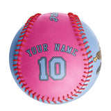Personalized Blue Pink Half Leather Blue Authentic Baseballs