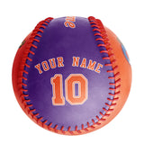 Personalized Orange Purple Half Leather Orange Authentic Baseballs