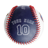 Personalized White Navy Half Leather Navy Authentic Baseballs