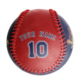 Personalized Navy Red Half Leather Navy Authentic Baseballs