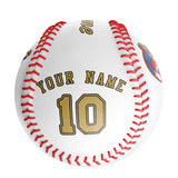 Personalized White Leather Old Gold Authentic Baseballs