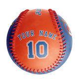 Personalized Royal Orange Half Leather Royal Authentic Baseballs