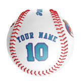 Personalized White Leather Aqua Authentic Baseballs