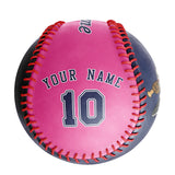 Personalized Navy Pink Half Leather Navy Authentic Baseballs