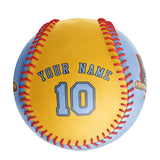 Personalized Blue Gold Half Leather Blue Authentic Baseballs