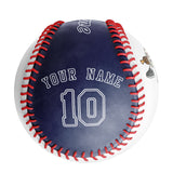 Personalized White Navy Half Leather Navy Authentic Baseballs