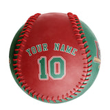 Personalized Kelly Green Red Half Leather Kelly Green Authentic Baseballs