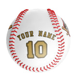 Personalized White Leather Old Gold Authentic Baseballs