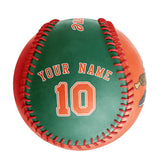 Personalized Orange Kelly Green Half Leather Orange Authentic Baseballs