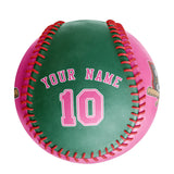 Personalized Pink Kelly Green Half Leather Pink Authentic Baseballs