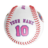 Personalized White Leather Pink Authentic Baseballs
