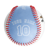 Personalized White Blue Half Leather Blue Authentic Baseballs