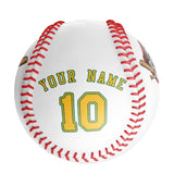 Personalized White Leather Gold Authentic Baseballs