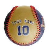 Personalized Navy Old Gold Half Leather Navy Authentic Baseballs