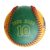 Personalized Gold Kelly Green Half Leather Kelly Green Authentic Baseballs