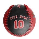 Personalized Red Black Split Half Leather Red Authentic Baseballs