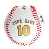 Personalized White Leather Gold Authentic Baseballs