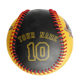 Personalized Gold Black Split Half Leather Black  Authentic Baseballs