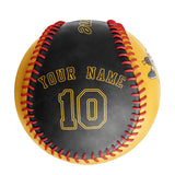 Personalized Gold Black Split Half Leather Black Authentic Baseballs