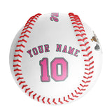 Personalized White Leather Pink Authentic Baseballs