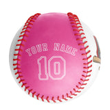 Personalized White Pink Half Leather Pink Authentic Baseballs