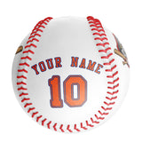 Personalized White Leather Orange Authentic Baseballs