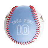Personalized White Blue Half Leather Blue Authentic Baseballs