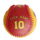 Personalized Gold Red Half Leather Gold Authentic Baseballs