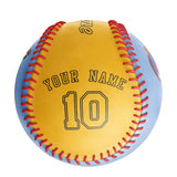 Personalized Blue Gold Half Leather Gold Authentic Baseballs