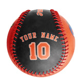 Personalized Orange Black Half Leather Orange Authentic Baseballs
