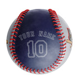 Personalized Gray Navy Half Leather Navy Authentic Baseballs