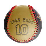 Personalized Black Old Gold Split Half Leather Old Gold Authentic Baseballs
