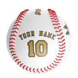 Personalized White Leather Old Gold Authentic Baseballs