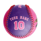 Personalized Pink Purple Green Half Leather Pink Authentic Baseballs