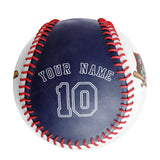 Personalized White Navy Half Leather Navy Authentic Baseballs